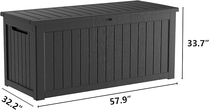 270 Gallon Heavy Duty Deck Storage Box, Extra Large Storage Organizer for Patio Furniture Accessories, Garden Tools, Indoor Storage for Cushion,Black