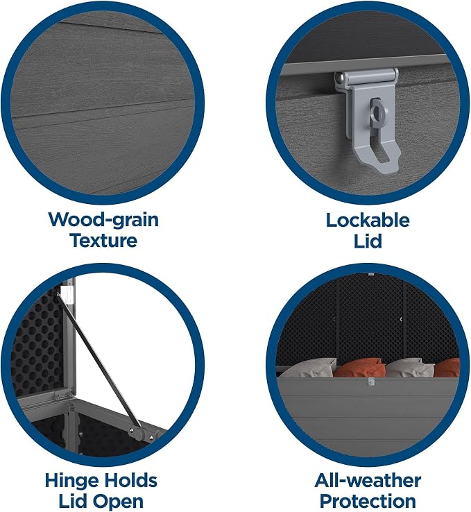 Cosco Outdoor Living 88180BGY1E Cosco Outdoor Patio Storage, Extra Large, 180 Gallons, Charcoal Deck Box, Black/Gray