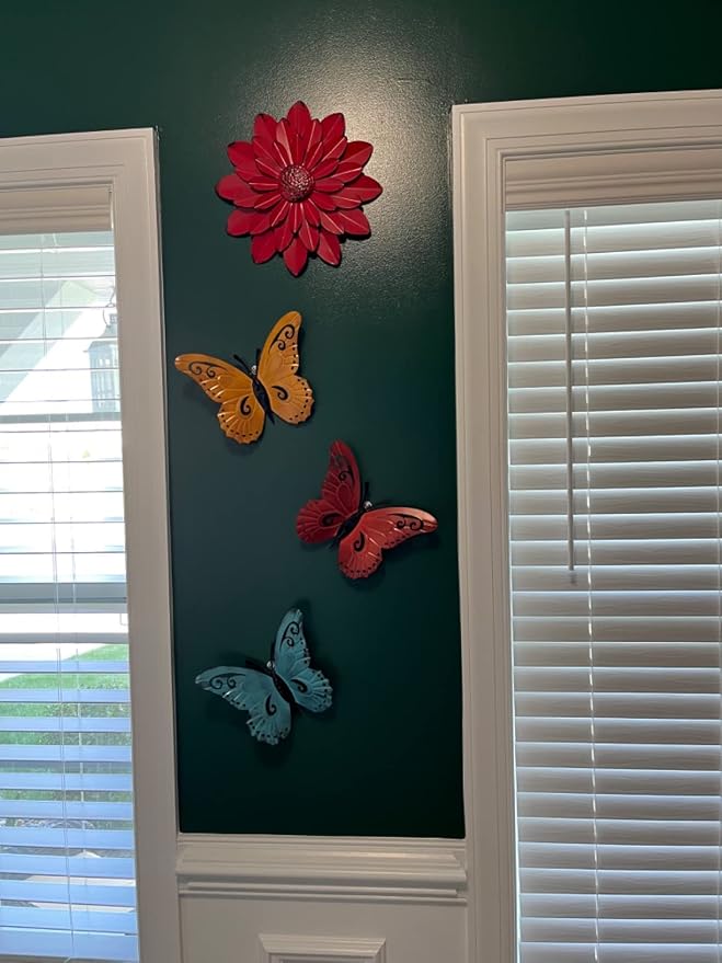 EASICUTI Coral Multiple Layer Metal Flower Wall Art Decor Hanging For Indoor Outdoor Home Bathroom Kitchen Dining Room Bedroom Living Room Farmhouse Or Wall Sculptures 12 Inch
