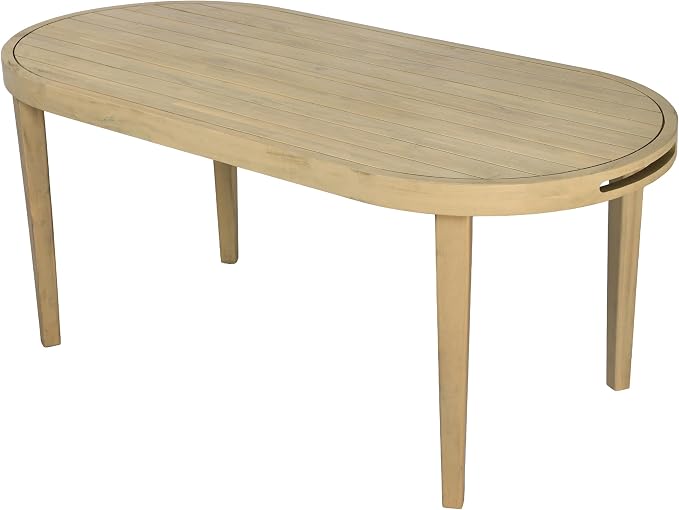 Christopher Knight Home Dorium 70" Oval Outdoor Dining Table, Acacia Wood Patio Dining Table for 4-6 People, Solid Wood Outdoor Table for Patio Deck Garden Backyard Dining, Light Teak