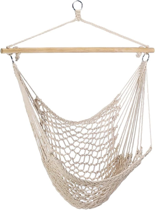 Zingz & Thingz Cozy Comfy Indoor/Outdoor Chair Hammock, 39.25x0.2x46, Cream