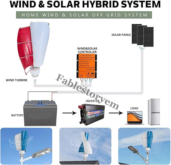 12000W Vertical Wind Power Turbine Generator Kit,12V/24V/48V Portable Maglev Wind Turbine Generator with Charge Controller for Boats Cabins Mobile Homes,C-12V