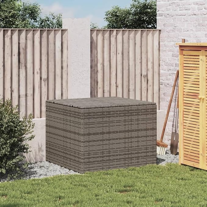 Outdoor Storage Box 291L, Garden Deck Bin with Water-Resistant Liner, Resin Wicker Organizer for Patio Furniture Cushions, Tools and Backyard Supplies, Grey