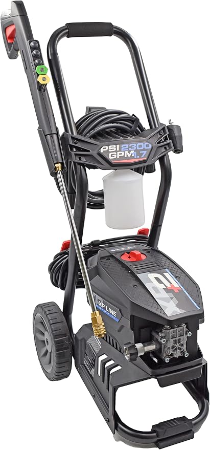 AR Blue Clean BCXP22300P Electric Pressure Washer-2300 PSI, 1.7 GPM, 13 Amps Quick Connect Accessories, Two Wheel Trolley, On Board Storage, Portable Pressure Washer, High Pressure, Car washer, Patio