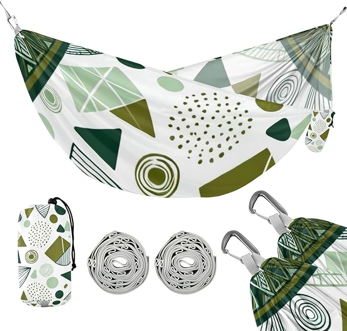 Geometric Frame Outdoor Hammock with Tree Straps for Outside Beach Patio Garden