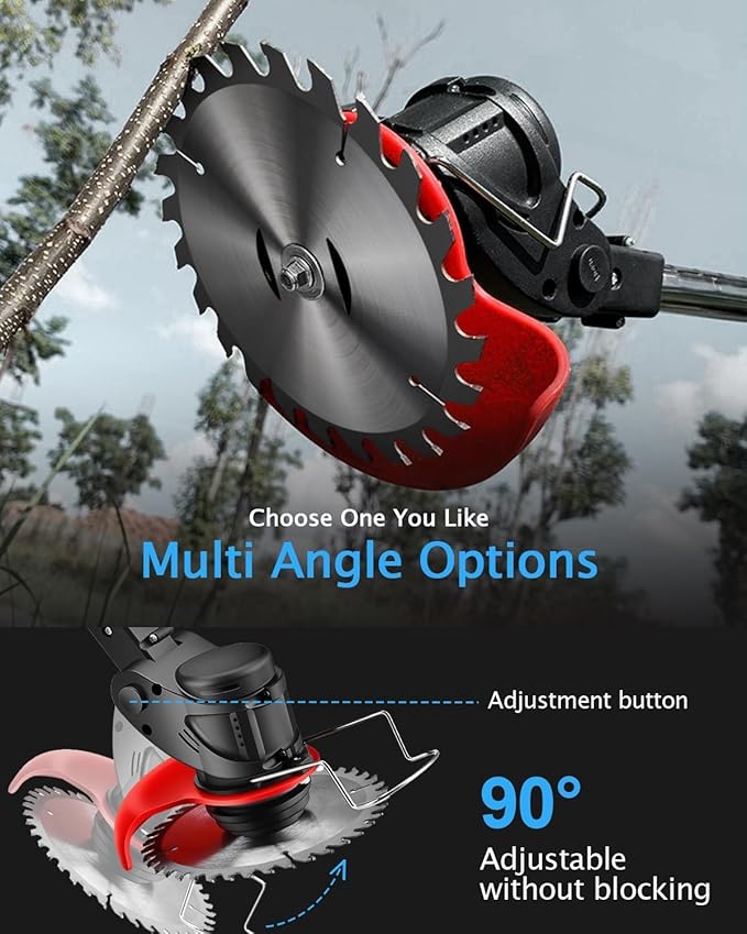 Electric Weed Wacker Cordless, 21V Electric Weed Cordless Eater Battery Powered with 2Pcs 4.0Ah Batteries, 3 in 1 Stringless Grass Trimmer/Edger/Brush Cutter for Lawn Yard Garden