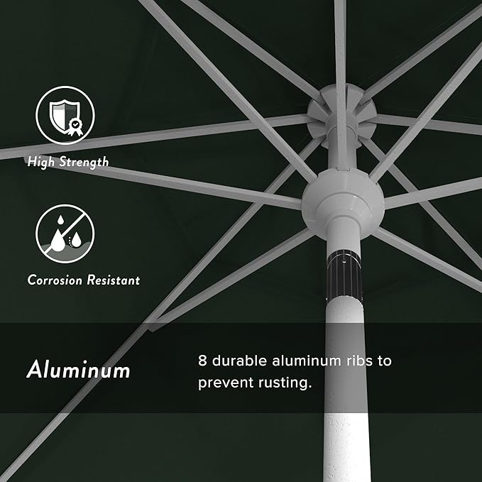 California Umbrella 7.5' Rd. Aluminum Patio Umbrella, Crank Lift, Collar Tilt, White