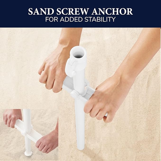 Beach Umbrella, 7ft Umbrella with Sand Anchor & Tilt Pole, Portable UV 50+ Protection Wind Vent Canopy Carry Bag, Teal