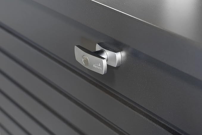 Biohort LeisureTime Metallic Dark Gray Deck Box - 51 Gallon Metal Outdoor Storage, Locking, Waterproof, for Tools, Cushions, Pool & Package Chest, Soft Close Size: 18in x 40in x 25in | 39.7 L x 18 W x 24 H, Durable Outdoor Storage, Locking, Waterproof,...