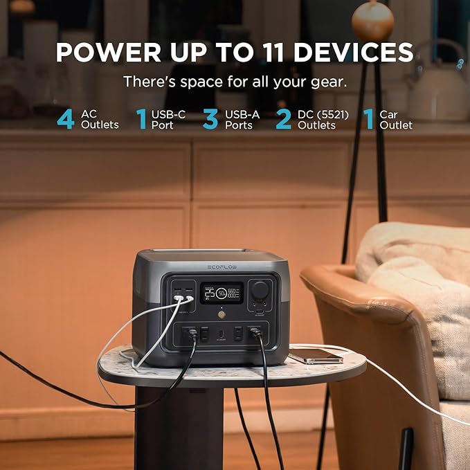 EF ECOFLOW Portable Power Station River 2 Max 500 with 110W Solar Panel, 499Wh LiFePO4 Battery, 1 Hour Fast Charging, Up to 1000W Output Solar Generator for Outdoor Camping/RVs/Home Use