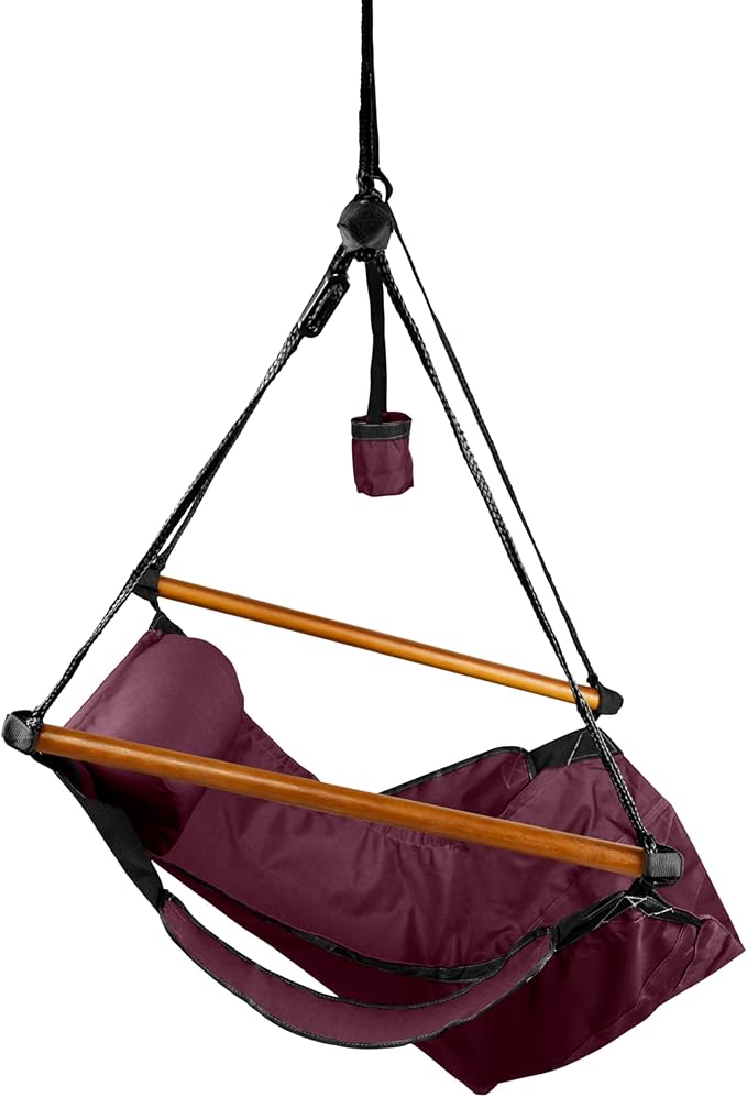 Hammaka Hanging Hammock Air Chair, Wooden Dowels, Burgundy