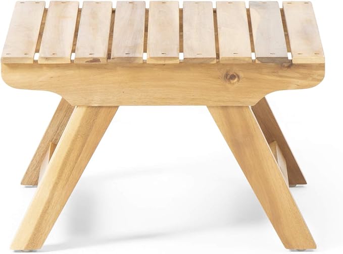 Christopher Knight Home Sedona Outdoor 2 Seater Acacia Wood Conversation Set with Coffee Table, Teak and White