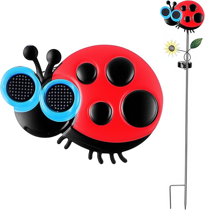 Solar Garden Lights Outdoor - Ladybug Decor Waterproof Dynamic Eyes Solar Stake Lights for Yard Lawn Pathway Decorative Art Lighting Lamp Outside Birthday Gifts for Women Mom Grandma