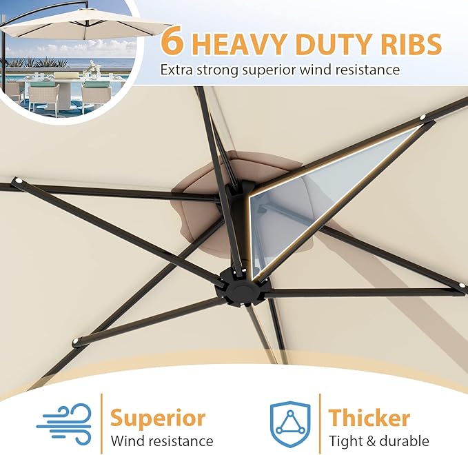 Greesum Patio Umbrella, Outdoor Table Umbrella with Push Button Tilt, Crank and 8 Sturdy Ribs