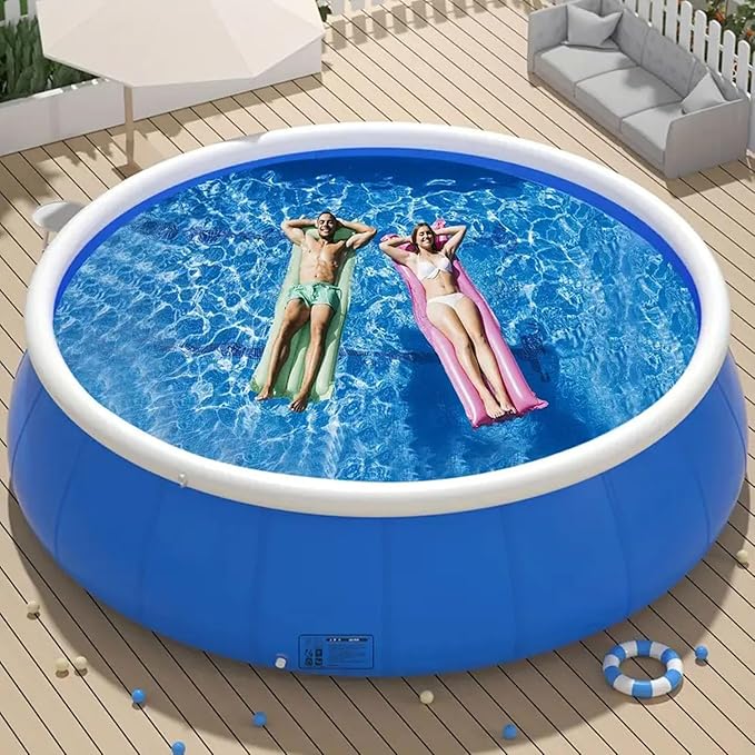 12FT Inflatable Swimming Pool for Family, Round Blow Up Pool for Adults, Garden/Lawn, Foldable Storage,Strong and Durable, No Assembly(144 Inch)