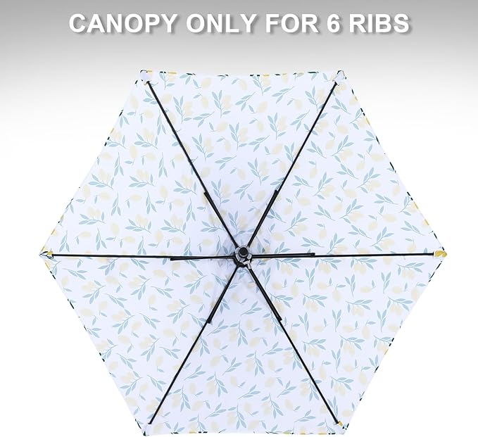 MASTERCANOPY Patio Umbrella 7.5 ft Replacement Canopy for 6 Ribs-Yellow Lemon Canopy Only