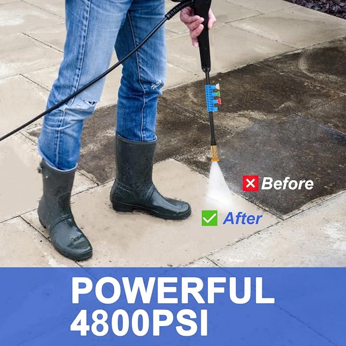 Pressure Washer 4800PSI, Power Washer with with 33ft Pressure Hose, 4 Nozzle and Foam Cannon, Powerwashers for Home, Cars, Patio, Blue