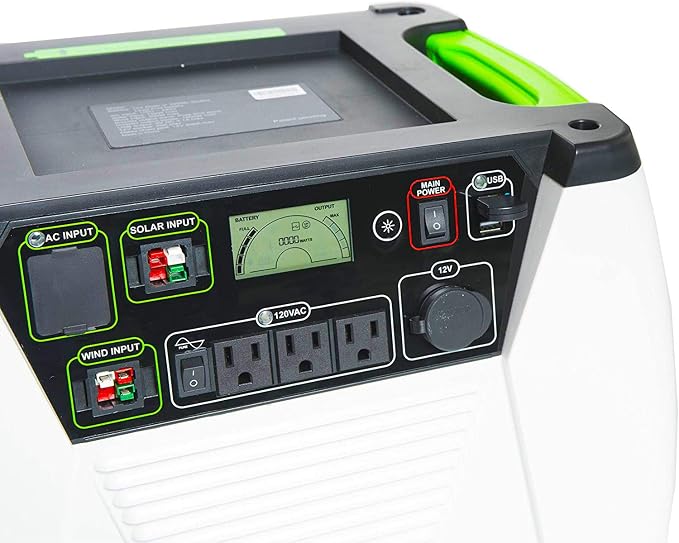 Nature's Generator with Cart -1800w Solar and Wind Powered Generator in Quiet Operation with 12V DC port,2 USB ports and 3 AC outlets