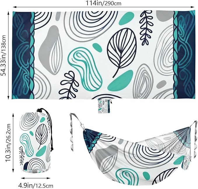 Abstract Leaf Outdoor Hammock with Tree Straps for Outside Beach Patio Garden