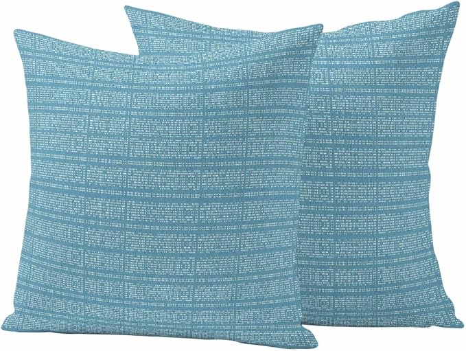 Outdoor Waterproof Throw Pillow Covers Set of 2 Teal Stripes Grain Pillowcases 20x20 Inches Solid Color Decorative Pillows Cushion Case Patio Pillows for Couch Bed Chair Garden