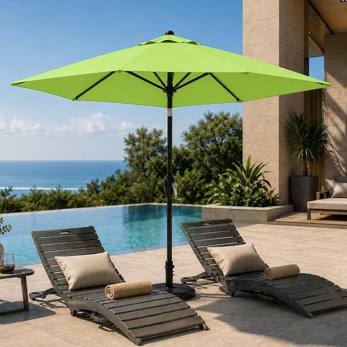 7.5ft Patio Umbrella, Outdoor Table Market Umbrella with Smooth Crank Lift, 6 Windproof Fiberglass Ribs, UPF50+ UV Protection for Deck, Pool, Garden and Backyard