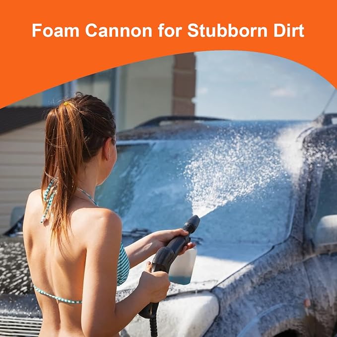 Electric Pressure Washer 5000 PSI 2.8 GPM High Power Washer with 4 Pressure Nozzle and Foam Cannon, powerwashers for Home, Car Washing, Fence Cleaning, Patio, Orange