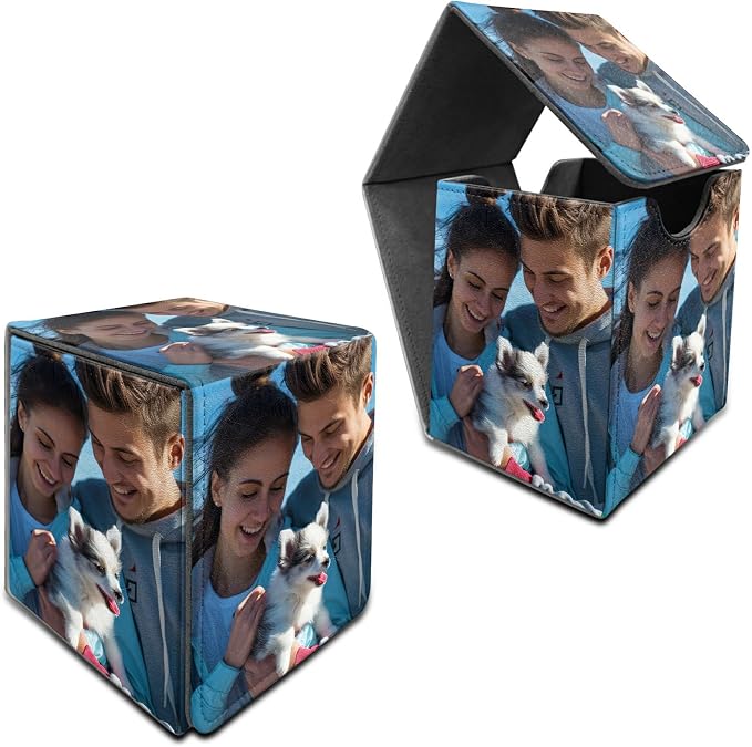 Customized Card Deck Box for MTG, Personalized Card Storage Case Fits 120+ Sleeved Cards, Premium Leather TCG Box with Strong Magnetic Closure for Magic, CCG, PTCG, Baseball Cards