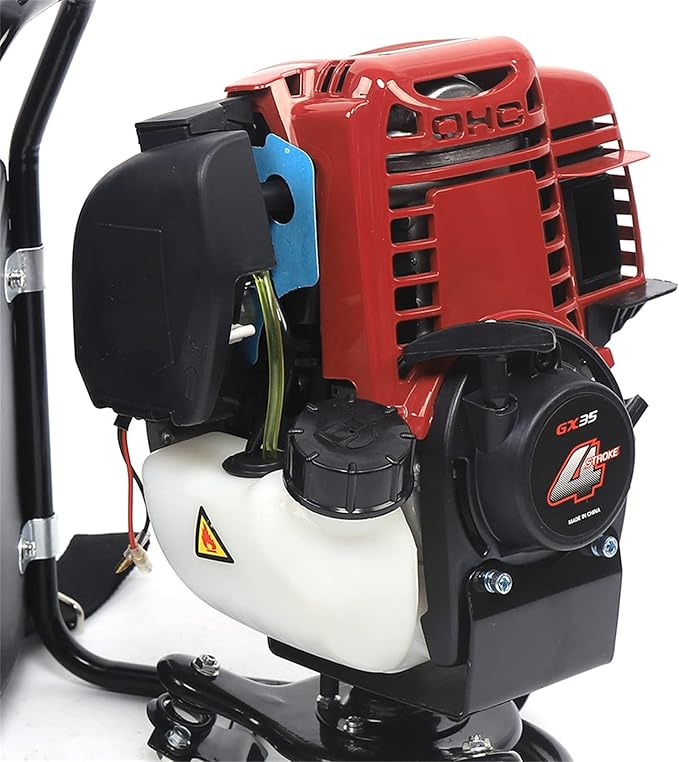 35.4CC 4-Stroke Grass Trimmer, 1000W 3 in 1 Brush Cutter Gas Powered Backpack Lawn Mower Gasoline Weed Eater Garden Rototiller for Yard Farmland Weeding, Scarifying and Cutting