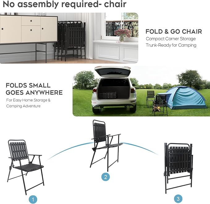 Outdoor Dining Set for 4, Patio Table and Foldable PP Chairs Set with 1.97'' Umbrella Hole, 5pcs Patio Furniture Set 37.8”x37.8” Dining Table Set with No Assembled Chairs for Porch Deck Backyard Pool