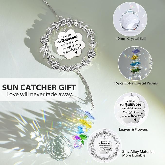 Memorial Gifts for Loss of Loved One, Crystal Suncatcher Sympathy Gift Idea | Hanging Ornament Crystal Rainbow Maker Bereavement Grief Gift Box for Loss of Mom Friend Son Family Pets