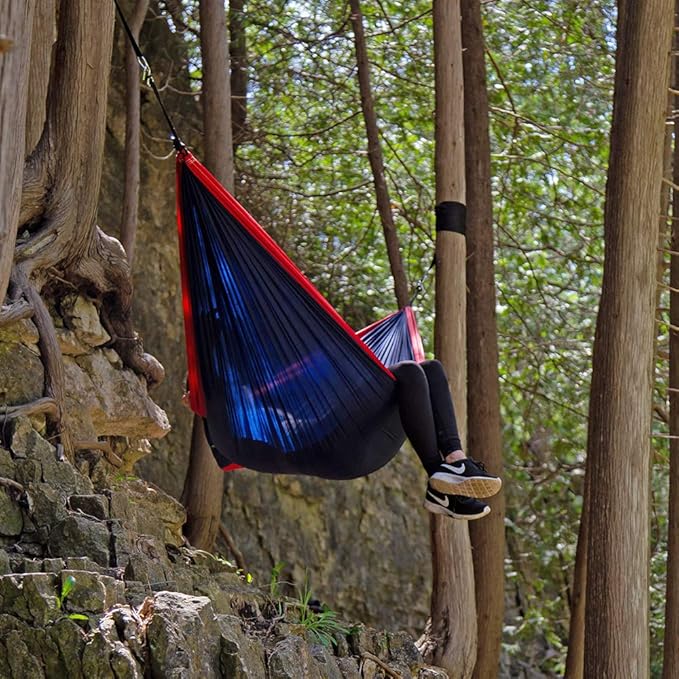 Vivere Parachute Nylon Double Hammock, Navy/Red