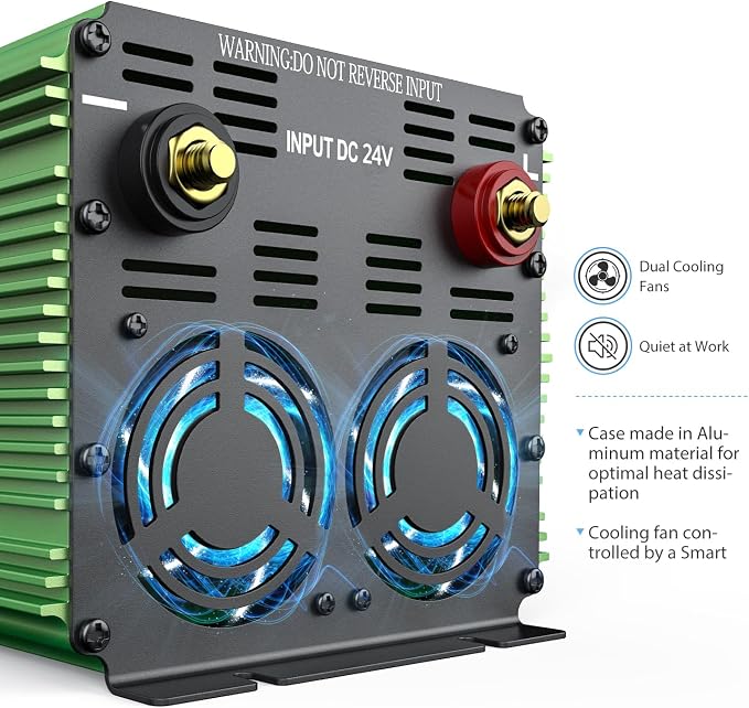EDECOA 24V 3000 Watts Power Inverter DC 24V to 120V 110V AC with LCD and Dual USB Remote Controller ET-RC Remote Controller