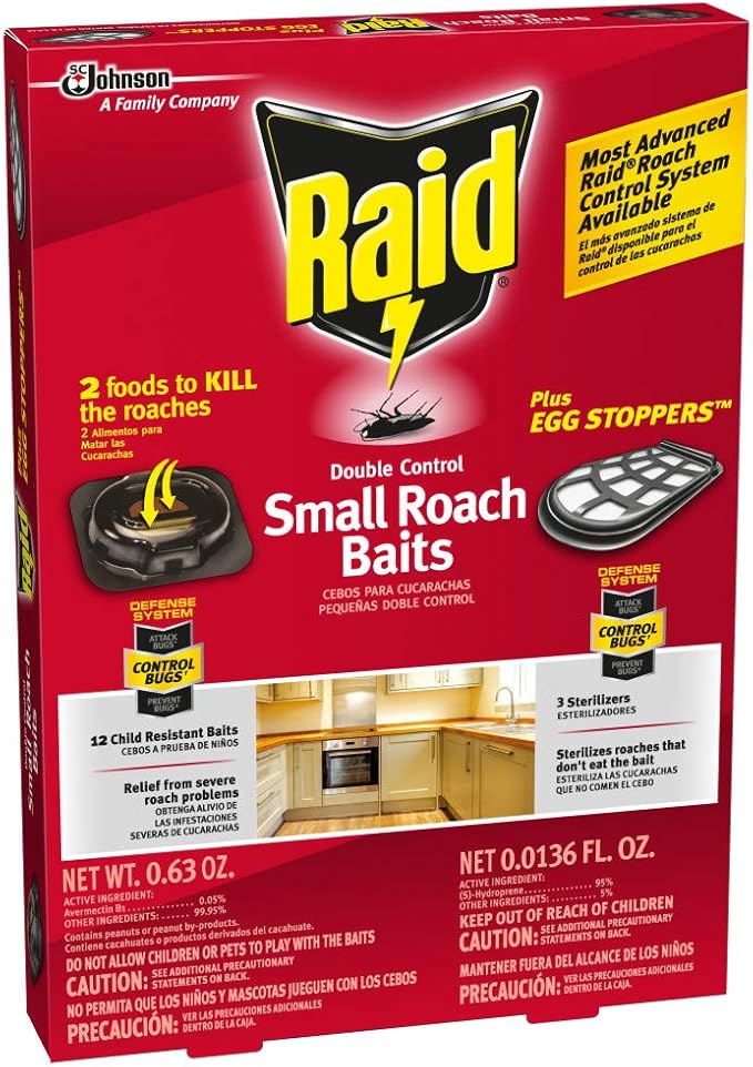 Raid Double Control Small Roach Baits Plus Egg Stopper 0.63 Ounce (Pack of 1)