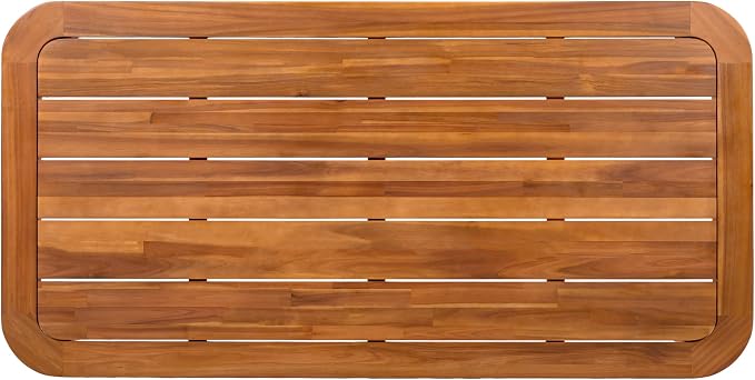 Merax Outdoor Dining Table for 6, 66" L Rectangular Acacia Wood Patio Table for Lawn Garden, Teak