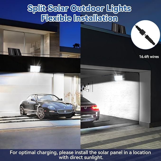 Aialun 184 LED Solar Outdoor Flood Lights,Motion Sensor Solar Powered Flood Lights 1500mAh Battery,IP65 Waterproof 3 Modes Dusk to Dawn Outside Security Lights for Porch,Yard,Garage, 2Pack