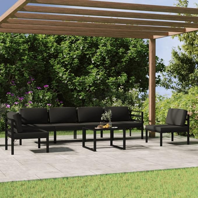 7 Piece Patio Lounge Set,Outdoor Garden Conversation Set,Patio Outdoor Set Suitable Suitable for Patio,Deck,Balcony with Cushions Aluminum Anthracite