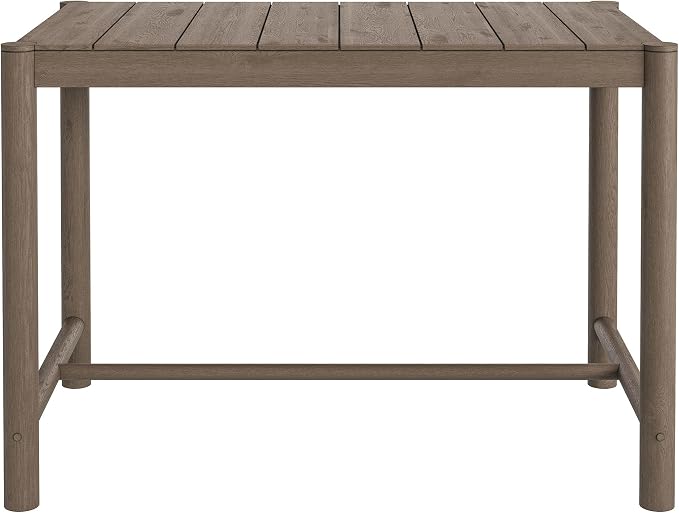 Modway Eleni 56-Inch Outdoor Teak Wood Bar Table in Weathered Gray Teak – Rectangular Patio Bar Table with Slatted Top for Patios, Decks, Or Gardens
