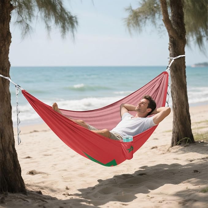 National Flag of Morocco Hammocks with Portabl Carry Bag Backyard Hammock for Indoor Outdoor Patio