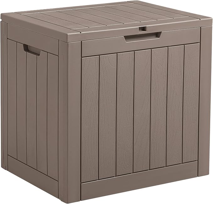 Devoko 31 Gallon Lightweight Resin Deck Box Waterproof Lockable Storage Container for Patio Furniture Accessories