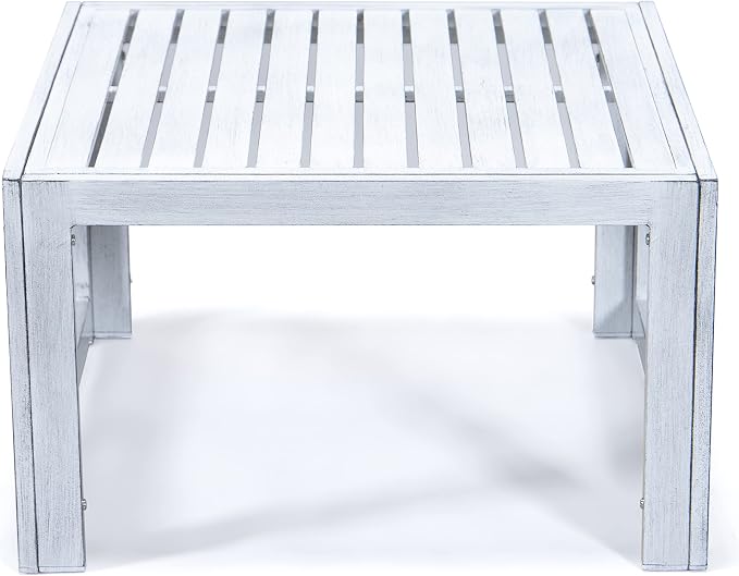 Chelsea Outdoor Coffee Table - Modern Aluminum Patio Center Table, Rust-Proof & Weather Resistant Outside Furniture for Garden, Balcony, Deck, & Backyard - Metal Porch Table, Weathered Grey