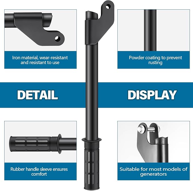 Threlaco 4 Pcs Generator Handle Kit, 15.8 Inch Folding Handles with Assembly Hardware, Outdoor Generator Wheel Accessories, Universal Fit