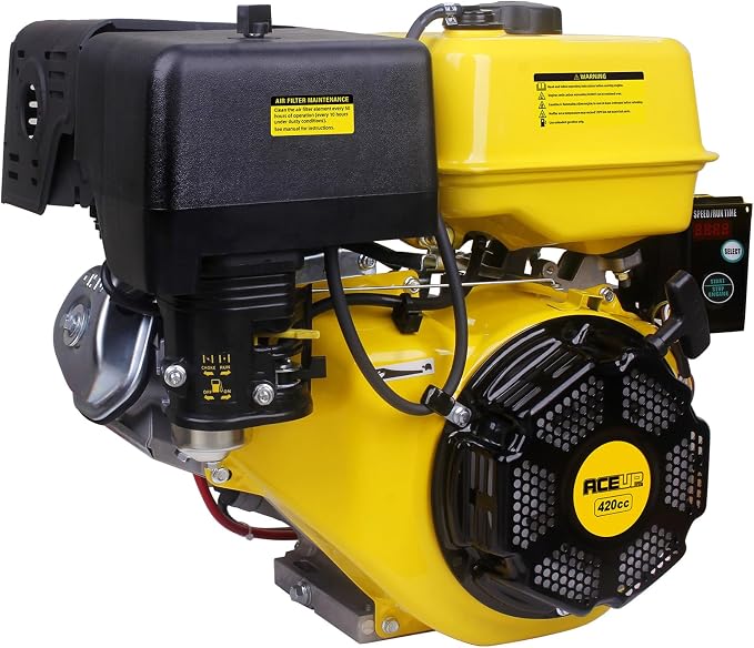 Aceup Energy 15HP 420cc Gas Engine Horizontal Shaft, 4 Stroke OHV Gas Motor with EZ Electric Start, Shaft 1" (25.4mm) Diameter