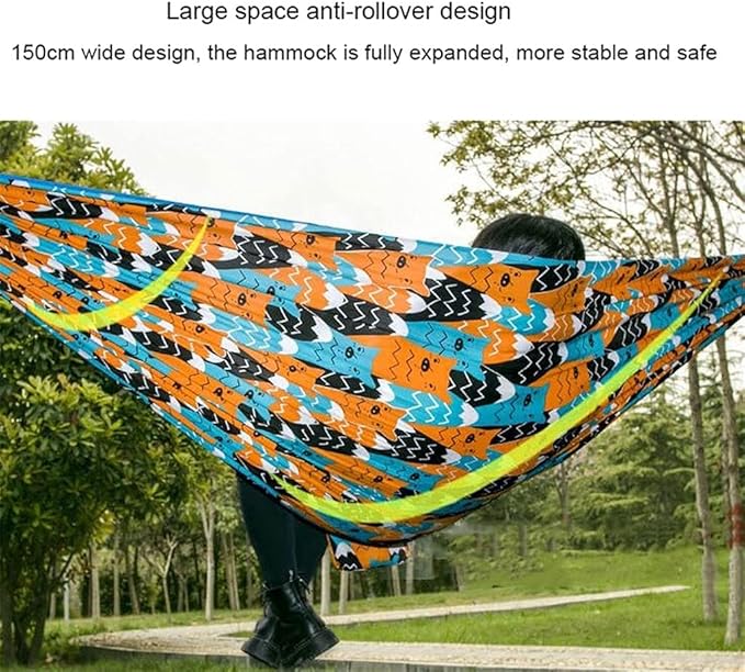 Portable Hammock Outdoor Swing Print Hammocks Backpacking & Camping Equipment Hammock That Holds 500lbs for Backpacking Beach (Color : White Transparent Brown)