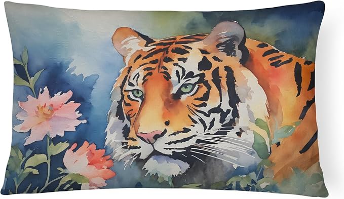 Caroline's Treasures DAC2993PW1216 Tiger Throw Pillow Machine Washable, Indoor Outdoor Decorative Pillow for Couch, Bed or Patio, 12HX16W