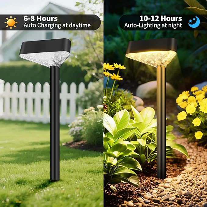 8 Pack Solar Pathway Lights Outdoor, Bright LED Solar Landscape Lights, Waterproof Solar Garden Lights for Yard, Patio, Walkway, Lawn, Driveway(Warm White, 8 Pack)