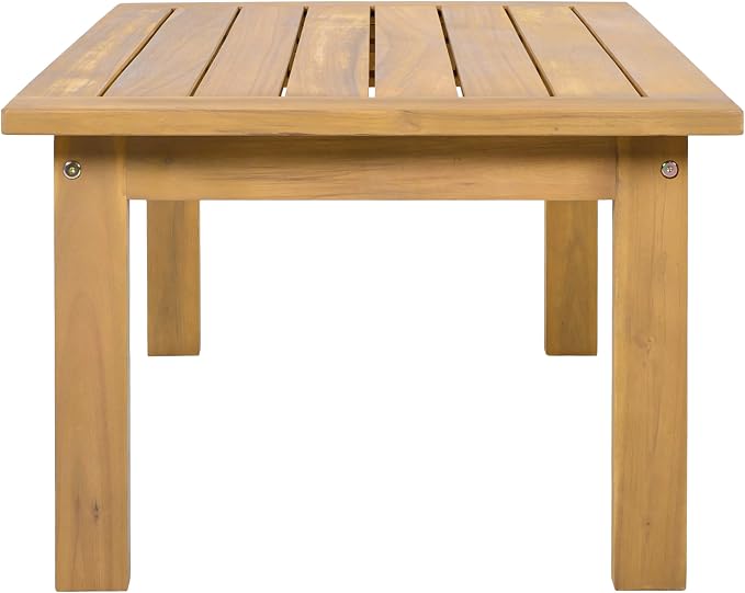 Christopher Knight Home Bayah Acacia Wood Outdoor Loveseat and Coffee Table Set, 2 Piece Patio Furniture Set with Water-Repellent Cushion, Solid Wood Outdoor Conversation Set, Beige+Natural