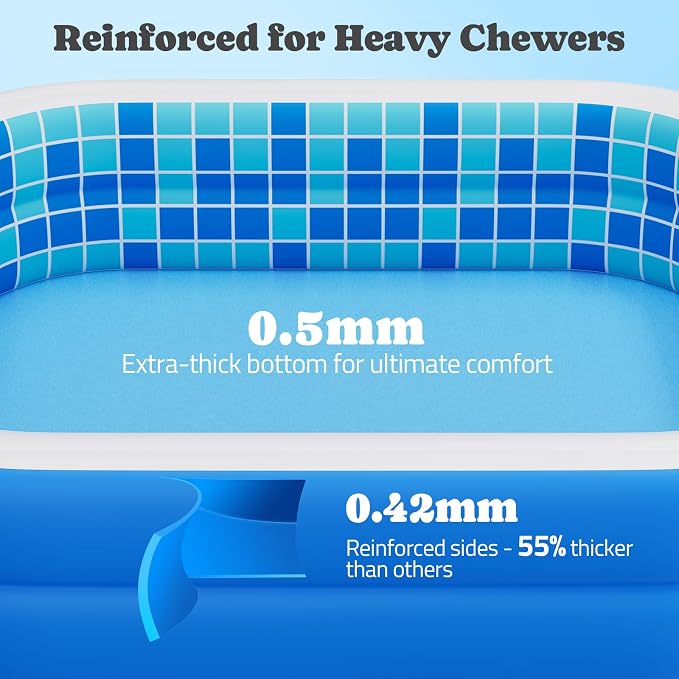 Inflatable Pool for Kids, Non-Slip Sprinkler Splash Pad for Backyard, Thickened PVC Kiddie Pool for Indoor Outdoor, Chew Proof Blow up Pond, Small Swimming Pool for Dog Bathtub (Blue 64.2x12.2in)