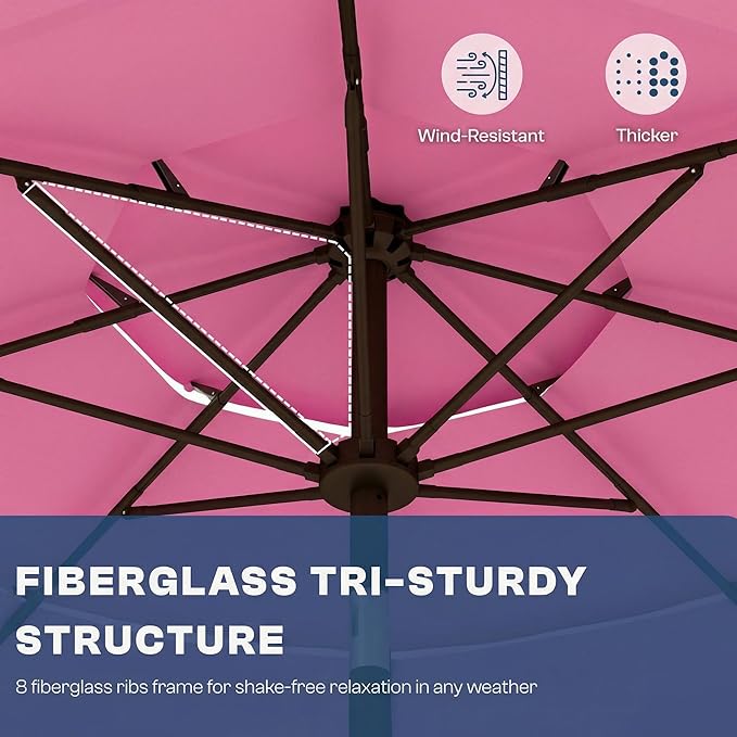 10ft Patio Umbrella, 3 Tier Outdoor Market Table Umbrellas with 8 Fiberglass Ribs and Push Button Tilt, Windproof, Vented Canopy, UV Protection for Deck, Pool, Backyard