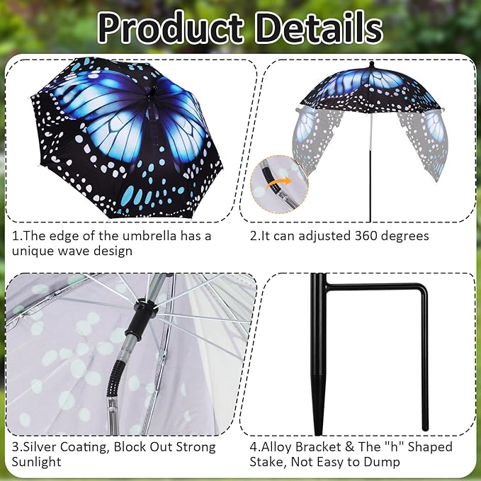 Plant Umbrellas for Outdoor Plants, Large Garden Plant Umbrella Shade Upgraded Adjustable Angle Height for Potted Plants Garden Beds