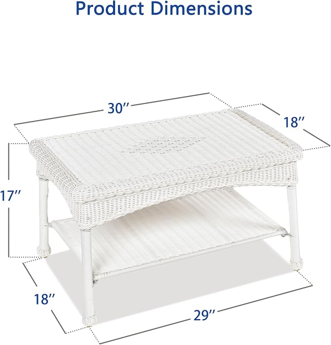White Wicker Patio Coffee Table
